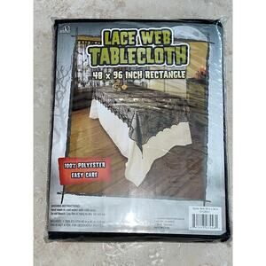 BATS & SPIDER WEBS LACE TABLECLOTH HALLOWEEN PROP DECORATION MR112051
